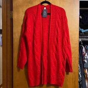 NWT cherry red boutique cardigan sweater